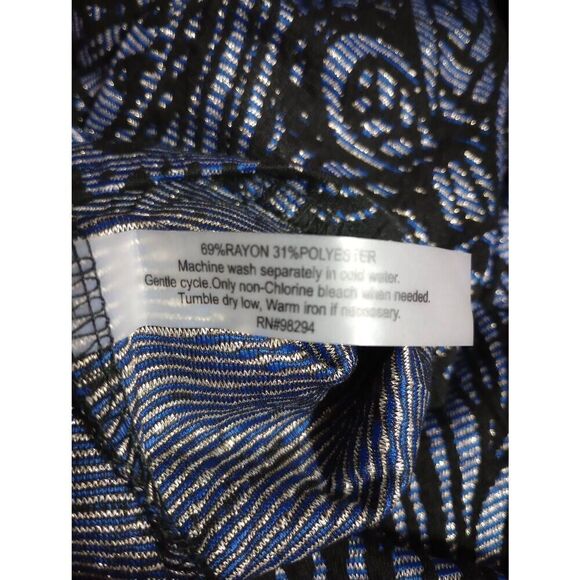 Onque Shirt Ladies 1x Long Sleeve Blue‎ Black Stretch - Picture 6 of 7